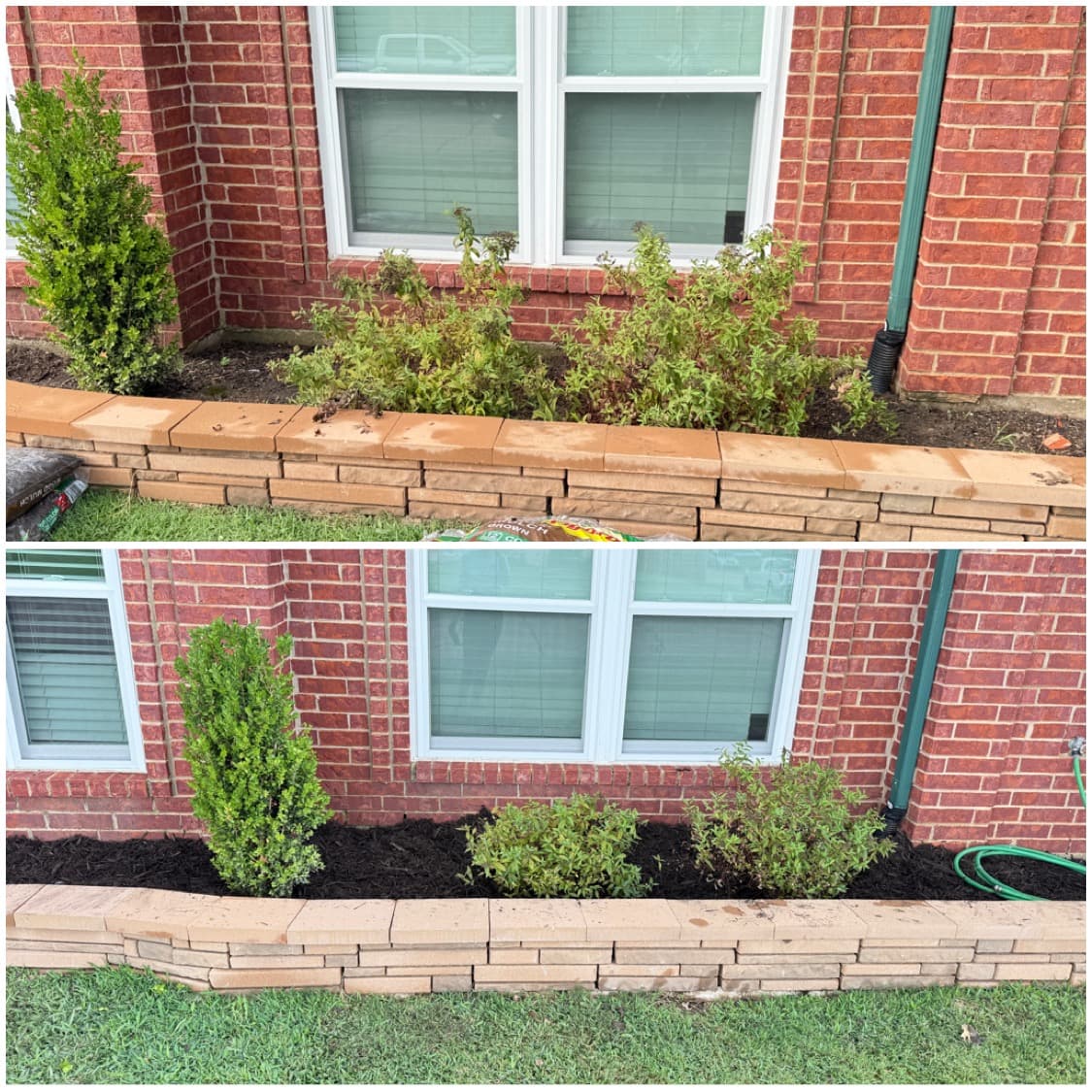 Flower bed with fresh mulch