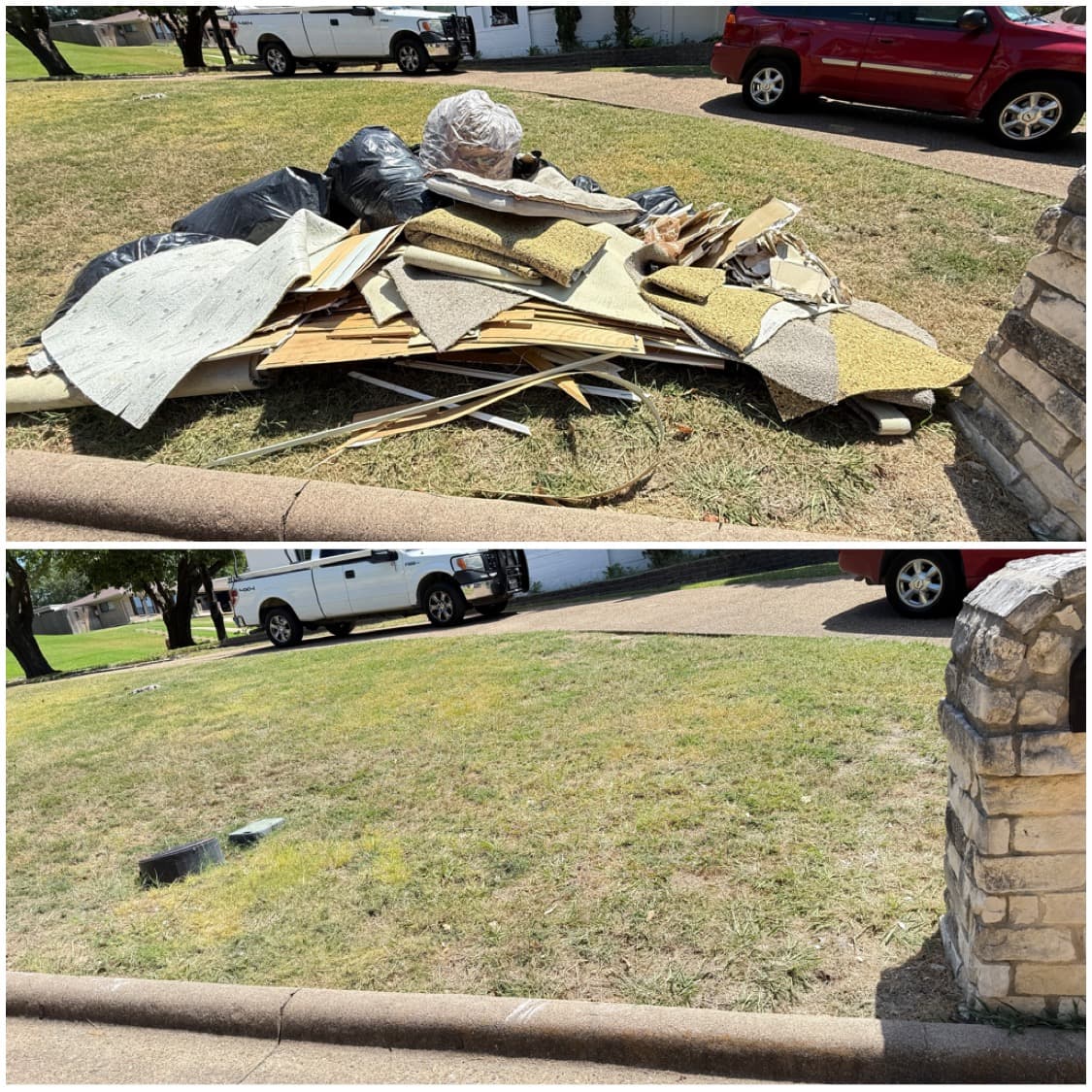 Front yard junk removal before and after